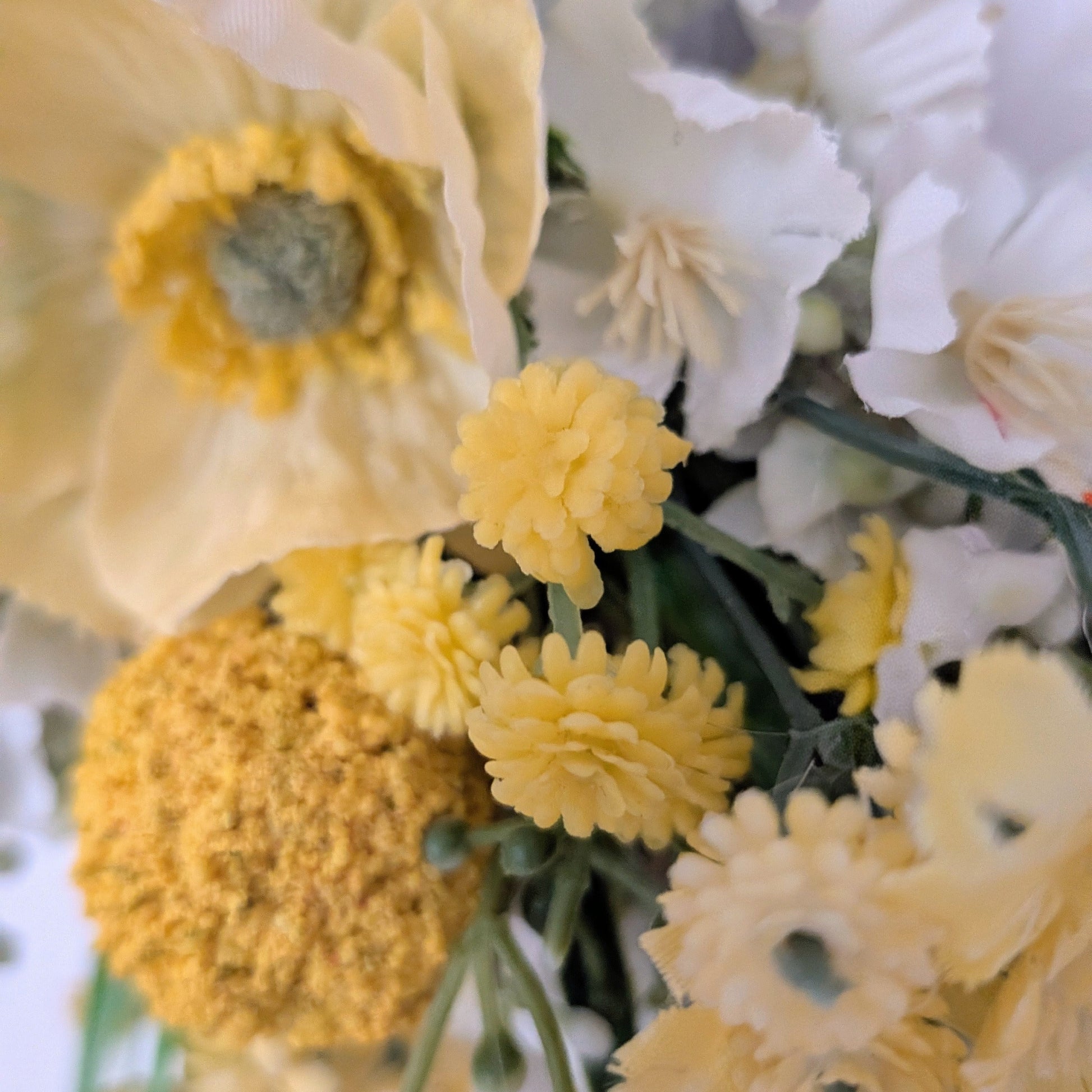 Close up of lemon faux flowers